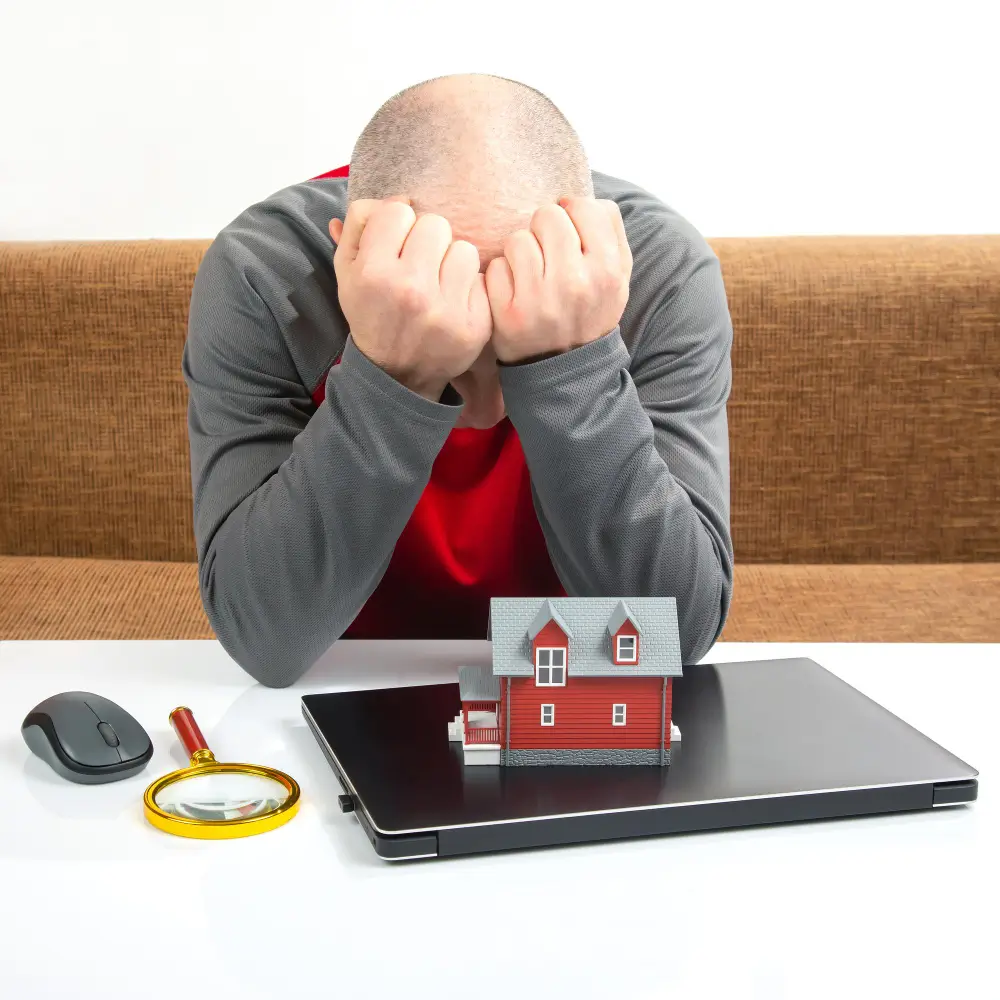 proprietaire homme soucieux a la maison